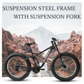 Ambifirner 26" Fat Tire Mountain Bike with Full Suspension - 4" Wide All - Terrain Tires & Shimano 21 - Speed Drivetrain - Outdoor Bike for Men/Women 85% Pre - Assembled Durable Design