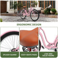 Uforic24'' Beach Cruiser Bike, 7 - Speed, Step - Through Bicycle for Men & Women, Steel Frame, Mint Green