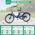 MOONCOOL Adult Tricycles with Rear Basket & Inflator, 24 26 in 7 Speed 3 Wheel Bikes, Three - Wheeled Bicycles Adult Trike with Backrest for Seniors, Women, Men