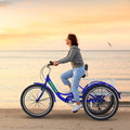 MOONCOOL Adult Tricycles with Rear Basket & Inflator, 24 26 in 7 Speed 3 Wheel Bikes, Three - Wheeled Bicycles Adult Trike with Backrest for Seniors, Women, Men