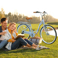 Aukfa 26" Cruiser Bike, 7 Speed Bicycle Hybrid Bikes for Women Girls Ladies, Arctic