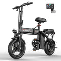 ASKGO Z6 14" Electric Bike 1200W Motor, 48V/10AH E - Mountain Bike, Folding Electric Bicycle for Adult with Two Seats UL2849, Unisex, Pedal - Assist