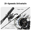 Mountain Bike 26 in Wheels, 21 - Speed Full Suspension Mens Womens Trail Commuter City Mountain Bike, Carbon Steel Frame Disc Brakes Thumb Shifter Front Fork Rear Shock Absorber Bicycles