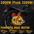 Wallke H9 AWD 3200W Dual Motor Electric Bike for Adult, 82ah 48V Dual Battery Long Range E - Bicycle, 31 - 34MPH Fast Ebike, 20" Fat Tire Offroad Full Suspension Folding, 3mm Aluminum Alloy Frame, UL2849