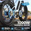 ANCHEER Electric Bike for Adults Peak 1000W Electric Bicycle 48V 15AH Battery Electric Bike 26" x 4.0" Fat Tire Mountain 28MPH 7 Speed Gears Electric Bike, Rear Rack, UL2849