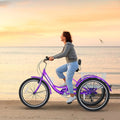 MOONCOOL Adult Tricycles with Rear Basket & Inflator, 24 26 in 7 Speed 3 Wheel Bikes, Three - Wheeled Bicycles Adult Trike with Backrest for Seniors, Women, Men