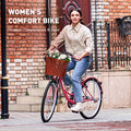 Viribus Women'S Comfort Bike 24 in Beach & City Cruiser Bicycle with Basket Rack White