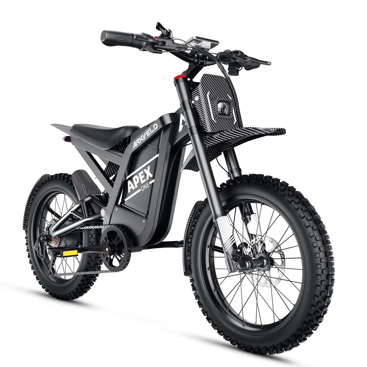 Arkveld Electric Bike for Adults, Peak - 3000W, Max 40MPH and 80miles Electric Motorcycle, 25" Fat Tire Dirt Bike, APEX1 7 - Speed E - Bike，white