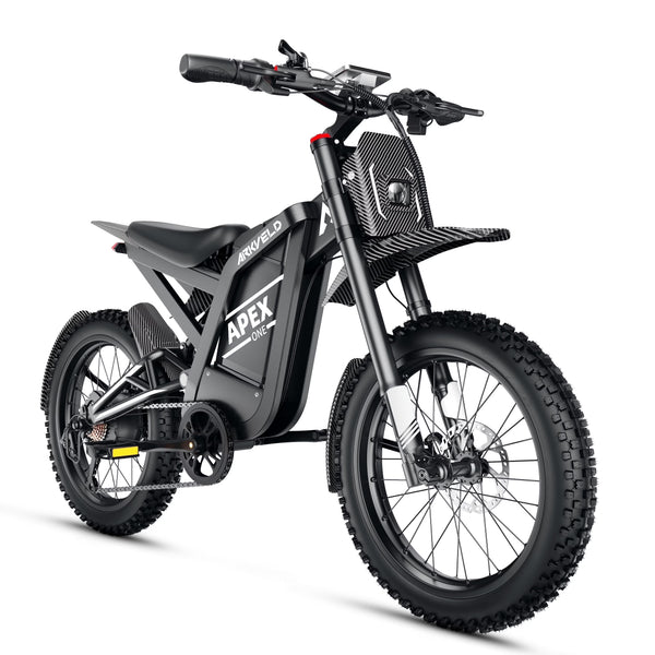Arkveld Electric Bike for Adults, Peak - 3000W, Max 40MPH and 80miles Electric Motorcycle, 25" Fat Tire Dirt Bike, APEX1 7 - Speed E - Bike，white