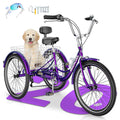 MOONCOOL Adult Tricycles with Rear Basket & Inflator, 24 26 in 7 Speed 3 Wheel Bikes, Three - Wheeled Bicycles Adult Trike with Backrest for Seniors, Women, Men