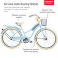 Huffy, Nel Lusso Classic Cruiser Bike with Perfect Fit Frame, Women'S, Light Blue, 26 in