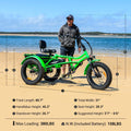 Addmotor M - 360II Semi - Recumbent Electric Trike, 85MI, Fat Tire 3 Wheel Electric Bike for Adults, 750W 48V 20ah Electric Tricycle for Seniors, 20" Electric Trike with Speed Differential, Green