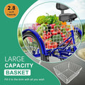 MOONCOOL Adult Tricycles with Rear Basket & Inflator, 24 26 in 7 Speed 3 Wheel Bikes, Three - Wheeled Bicycles Adult Trike with Backrest for Seniors, Women, Men