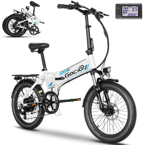 Gocio Foldable Electric Bike for Adults, Peak 750W Electric Mountain Bicycles, 20" * 2.4" Fat Tire Electric Bicycle, 375wh 48V Removable Lithium - Ion Battery, Urban Commuter Ebike Man Woman UL2849