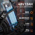 URLIFE 20" Electric Bike for Adults, 1000W Peak Motor, 48V 13AH Remobavle Battery, 7 - Speed Mountain Ebike, UL2849 - Black