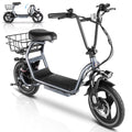 SANOPY 350W Electric Scooter with Seat for Adults, 15 Miles Range 20 Mph, 36V 5.2ah Battery Moped, 14" Big Tire Commuter Electric Bike with Shock Absorbing, Black