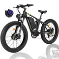 5000w Peak Dual Motor Electric Bike, 26" Fat Tire Shimano 21 Speed 45 MPH Commuter Mtb, 60V 25AH Front Suspension Ebike