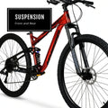 29" Hyper Explorer Dual Suspension Mountain Bike, Adults Age 13+, Red