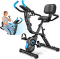 Pooboo 4in1 Folding Exercise Bike Indoor Cycling Bike Stationary Magnetic X Bike Gym Workout 300 lb Easy to Get on/Off