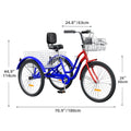 Dextrus 24 in 3 - Wheel Bike, Single Speed Adult Trike, Low Step - Through Cruiser with Front & Rear Baskets, Large Adjustable Seat with Backrest for Seniors, Men, and Women (Purple)