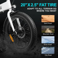 750W Peak Electric Bike for Adults, 500W Motor, 20"x2.5" Fat Tire Folding Ebike, 48V 7.8ah Battery 43miles Long Ranges, up to 24MPH Max Speed