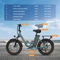 URLIFE 20" Electric Bike for Adults, 1000W Peak Motor, 48V 13AH Remobavle Battery, 7 - Speed Mountain Ebike, UL2849 - Black