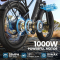 ANCHEER Electric Bike for Adults Peak 1000W Electric Bicycle 48V 15AH Battery Electric Bike 26" x 4.0" Fat Tire Mountain 28MPH 7 Speed Gears Electric Bike, Rear Rack, UL2849