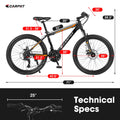 26 in Mountain Bike for Men, Adult Mountain Bike with Shimano 21 Speed & Disc Brakes, Black Orange