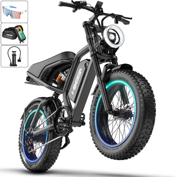 Electric Bike for Adults, 1500W Peak Fat Tire Ebike 20″×4″ Snow - Tread, 48V 15.6ah Removable Battery, 32MPH, Dual Suspension, Shimano 7 - Speed, Hydraulic Disc Brakes, Bonus Accessories