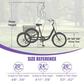 MOONCOOL Adult Tricycles with Rear Basket & Inflator, 24 26 in 7 Speed 3 Wheel Bikes, Three - Wheeled Bicycles Adult Trike with Backrest for Seniors, Women, Men