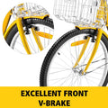 VEVOR 24"adult Tricycle 7 - Speed Three Wheel Bike Cruise Bike, Seat Adjustable Trike with Bell, Brake System and Basket Cruiser Bicycles Size for Shopping