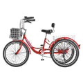 MOONCOOL Adult Tricycles with Rear Basket & Inflator, 24 26 in 7 Speed 3 Wheel Bikes, Three - Wheeled Bicycles Adult Trike with Backrest for Seniors, Women, Men