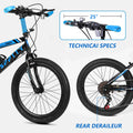 SPPTTY 20 - 24 in Bike, 6 - Speed Mountain Bike for Men Women Boys Girls, Comfort Saddle, Blue