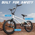 XJD Freestyle BMX Bike for Teen Beginner 8 - 12 Years Old Kids, 20 in Kids Bike with Hi - Ten Steel Frame, U - Brake and Hand - Brake Levers