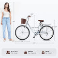 Viribus Women'S Comfort Bike 24 in Beach & City Cruiser Bicycle with Basket Rack White