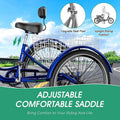 MOONCOOL Adult Tricycles with Rear Basket & Inflator, 24 26 in 7 Speed 3 Wheel Bikes, Three - Wheeled Bicycles Adult Trike with Backrest for Seniors, Women, Men