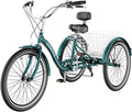 MOONCOOL Adult Tricycles with Rear Basket & Inflator, 24 26 in 7 Speed 3 Wheel Bikes, Three - Wheeled Bicycles Adult Trike with Backrest for Seniors, Women, Men