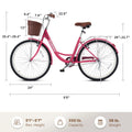 Viribus Women'S Comfort Bike 24 in Beach & City Cruiser Bicycle with Basket Rack White