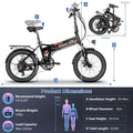 Gocio Foldable Electric Bike for Adults, Peak 750W Electric Mountain Bicycles, 20" * 2.4" Fat Tire Electric Bicycle, 375wh 48V Removable Lithium - Ion Battery, Urban Commuter Ebike Man Woman UL2849
