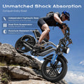AIRWEST Peak 1000W Electric Bike for Adults - Reaches 25MPH, 65 Miles Long Range, 48V 13ah Battery, Full Suspension, 7 - Speed, 20" Fat Tire Electric Motorcycle Dirt Bike, UL2849