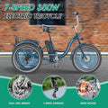 Mooncool 24" 26" 3 Wheel Electric Tricycle for Adults, 350W 36V 7 Speeds Motorized Electric Trike Three Wheel Electric Bikes Bicycle with Large Basket for Women Men