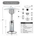 11,000 BTU Tabletop Propane Patio Heater, Portable Stainless Steel Outdoor Heater with Adjustable Flame & Tip-Over Protection for Backyard Restaurant