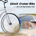 26 in Beach Cruiser Bike, Single Speed Bicycle with Steel Frame, Wide Wheels and Rear Coaster Brakes, Comfortable City Commuter Bike for Adult Men, Silver