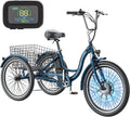 Mooncool 24" 26" 3 Wheel Electric Tricycle for Adults, 350W 36V 7 Speeds Motorized Electric Trike Three Wheel Electric Bikes Bicycle with Large Basket for Women Men