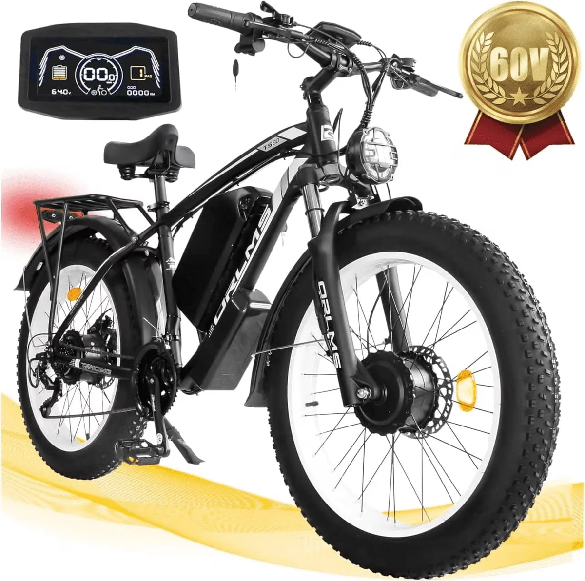 Peak 5000W - Electric - Bike for Adults - Men, Dual - Motor - Ebike 50MPH - Hunting - Ebike, 60V 25AH Long Range Dirtbike, 26" x 4.0 Fat - Tire - Electric - Bicycle, AWD 21 - Speed Mountain Bike for Off - Road Snow Sand