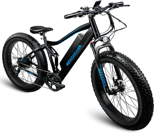 Electric Bike Electric Mountain Bike 500W Ebike26'' Fat Tire Ebike, 28+MPH Adults Ebike with Removable 48V 15ah Battery, Shimano 6 - Speed Black