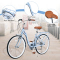 Aukfa 26" Cruiser Bike, 7 Speed Bicycle Hybrid Bikes for Women Girls Ladies, Arctic