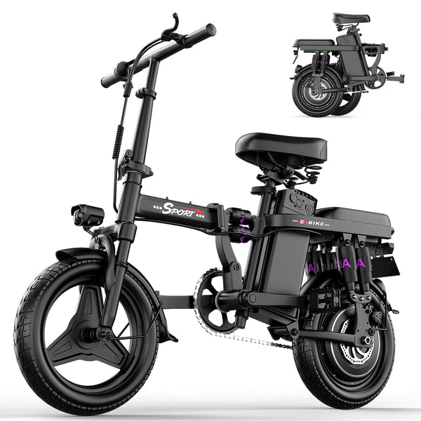 AZHAR 1200W Foldable Electric Bike for Adults, 48V 15ah Removable Battery, 14" Ebike, UL 2849