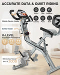 Pooboo 4in1 Folding Exercise Bike Indoor Cycling Bike Stationary Magnetic X Bike Gym Workout 300 lb Easy to Get on/Off