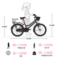 20" Kids Bike Girls Bike with Basket Single Speed Steel Frame Children Bicycle for 7 - 10 Years, Pink
